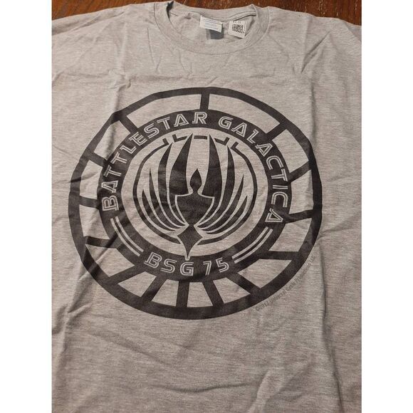New 2XL Battlestar Galactica BSG75 Heather Grey Black Long Sleeve Tee T-Shirt - Picture 2 of 4
